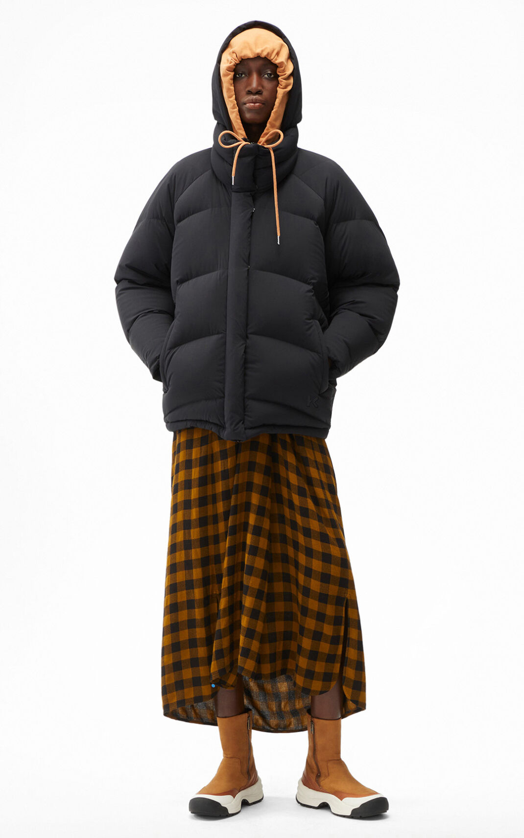 Kenzo Oversized Kaz Tüyü Mont Bayan Siyah | 5786-AXEJV